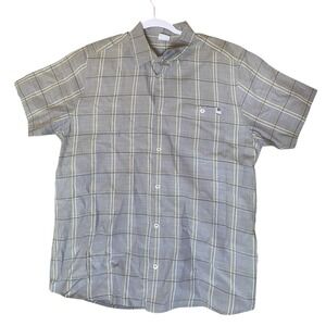 DC Shirt Mens Large Gray‎ Striped Short Sleeve Button Up Workwear Casual Shirt